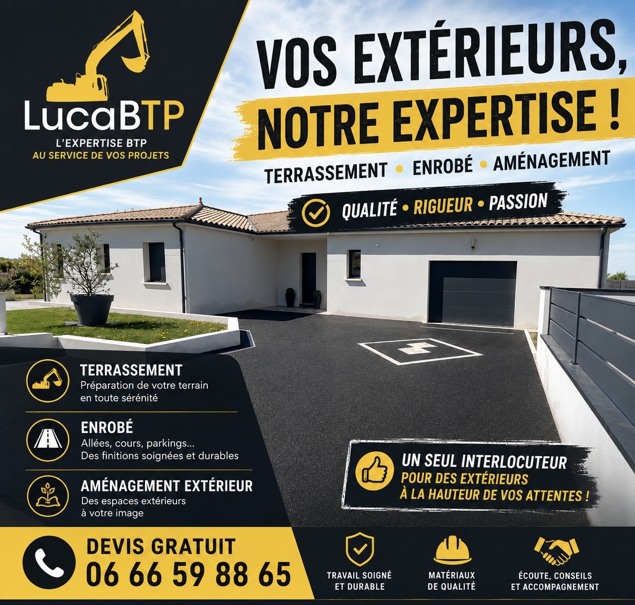 Cour en enrobé noir : réalisation d’un accès de garage moderne et durable en Charente-Maritime